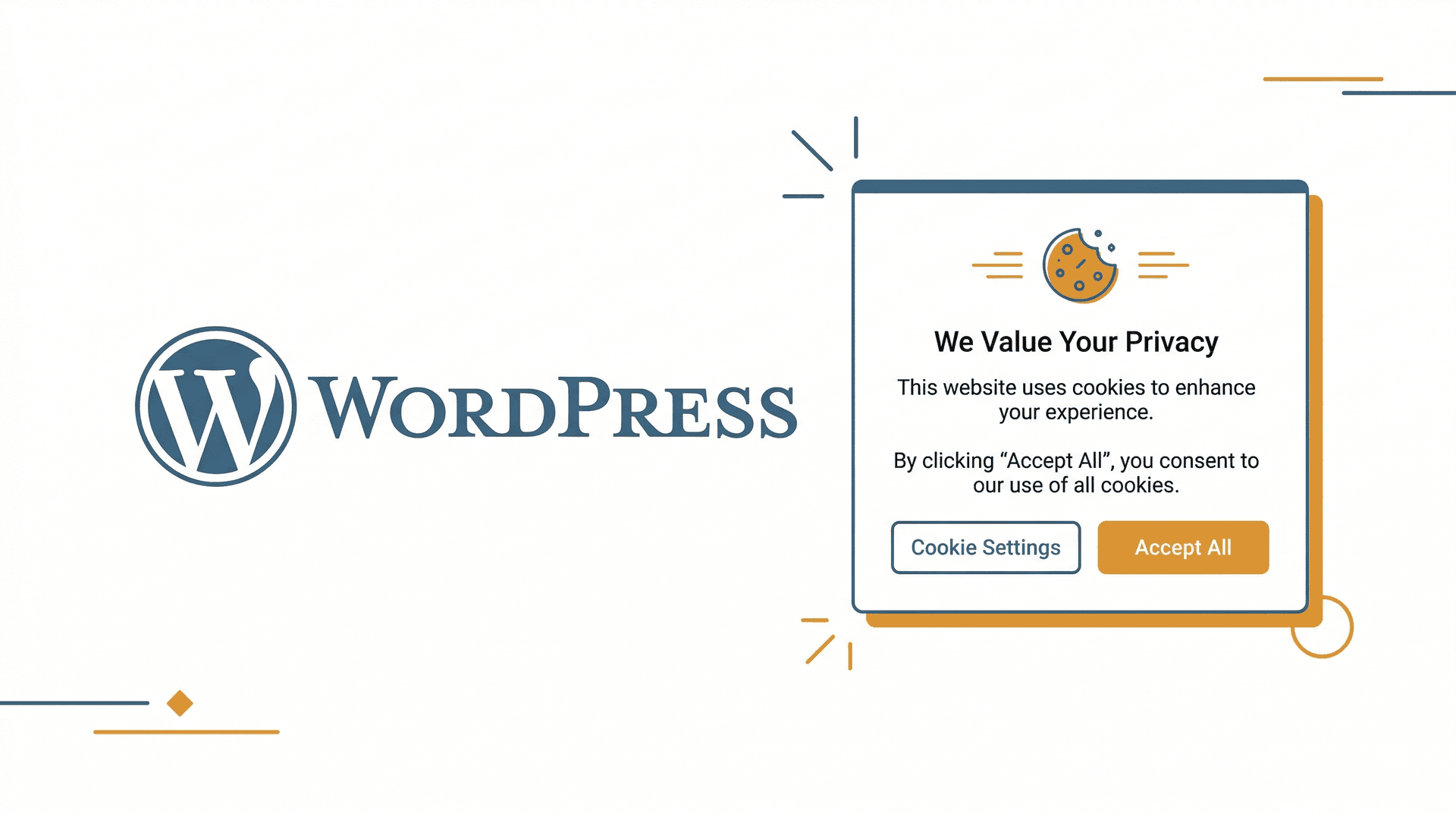 WordPress logo ved siden af en cookie consent banner