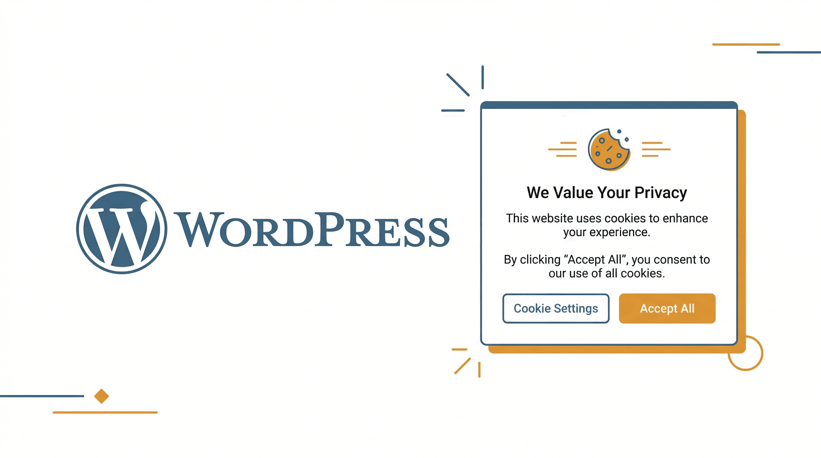 WordPress logo ved siden af en cookie consent banner